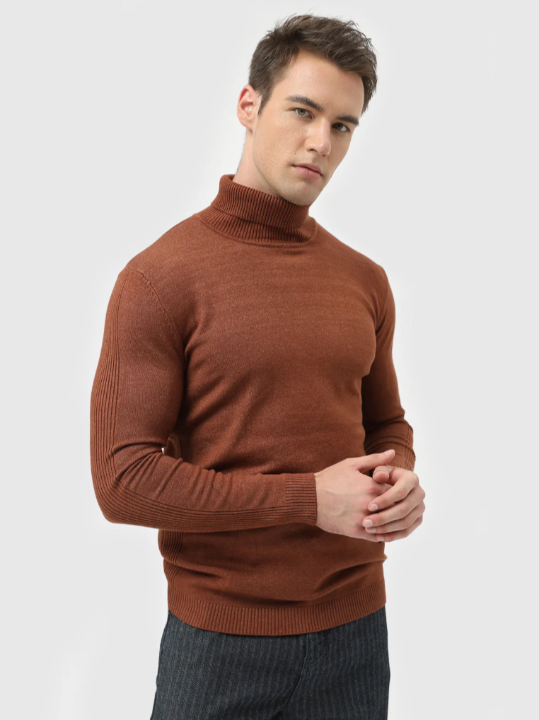 Pull Col Roulé Homme en Maille Fine