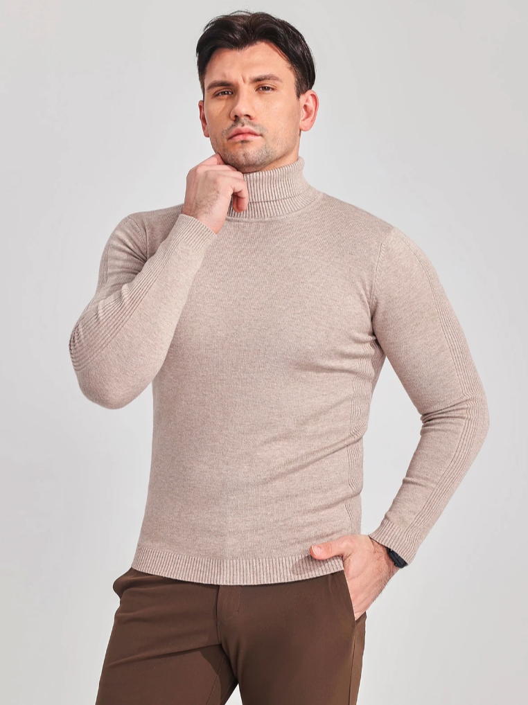 Pull Col Roulé Homme en Maille Fine