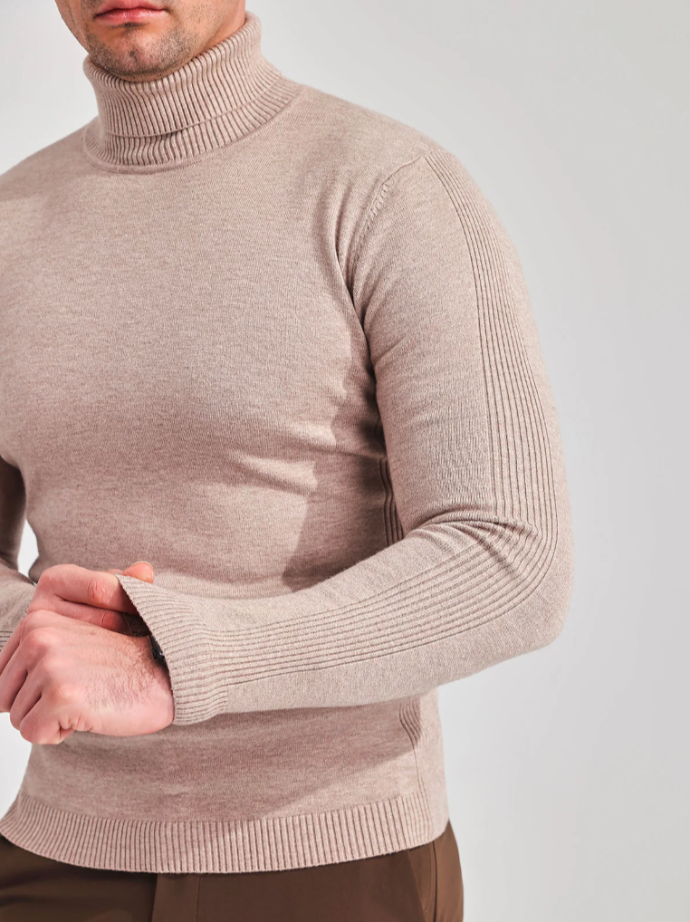 Pull Col Roulé Homme en Maille Fine