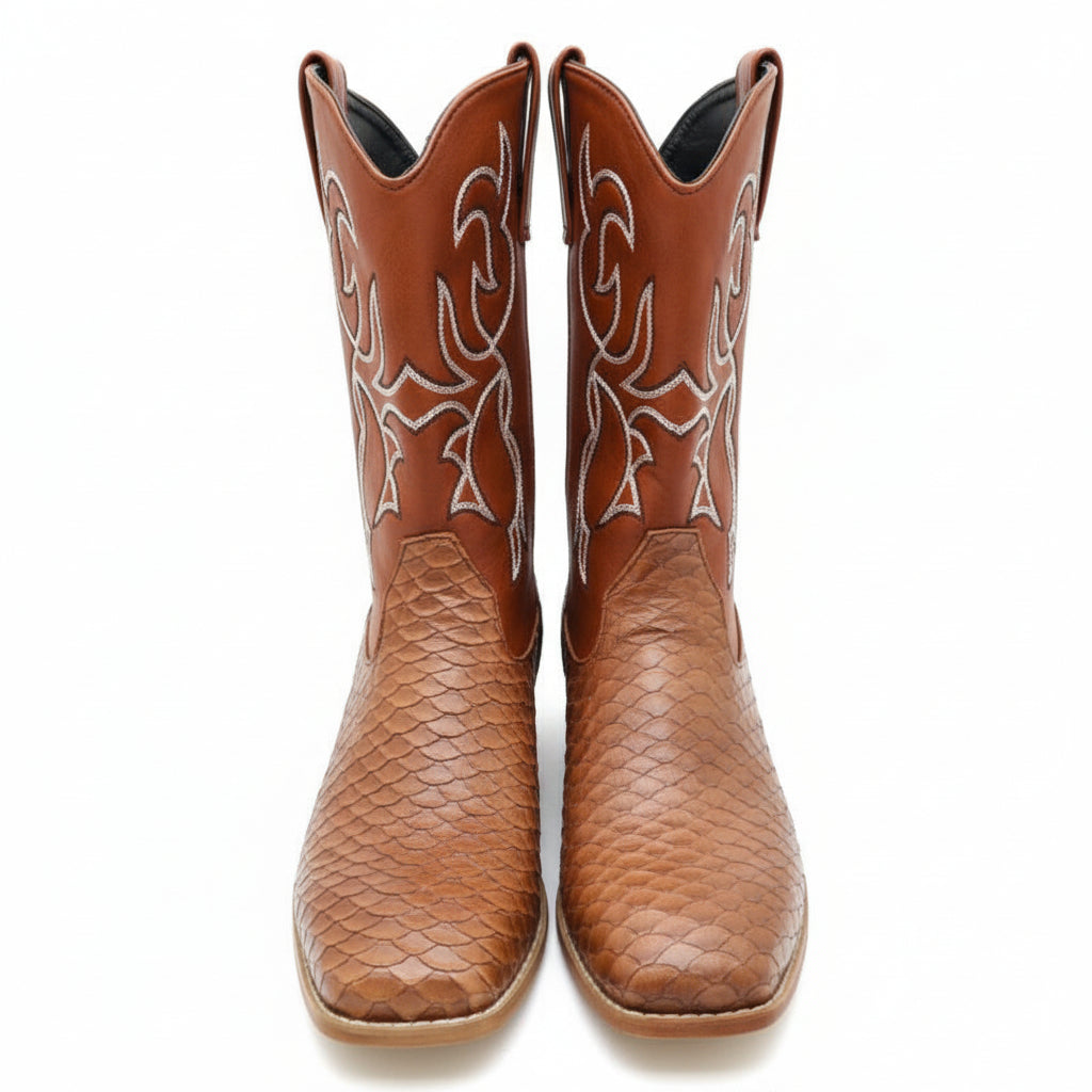 Bottes Homme Exotiques Marron en Cuir