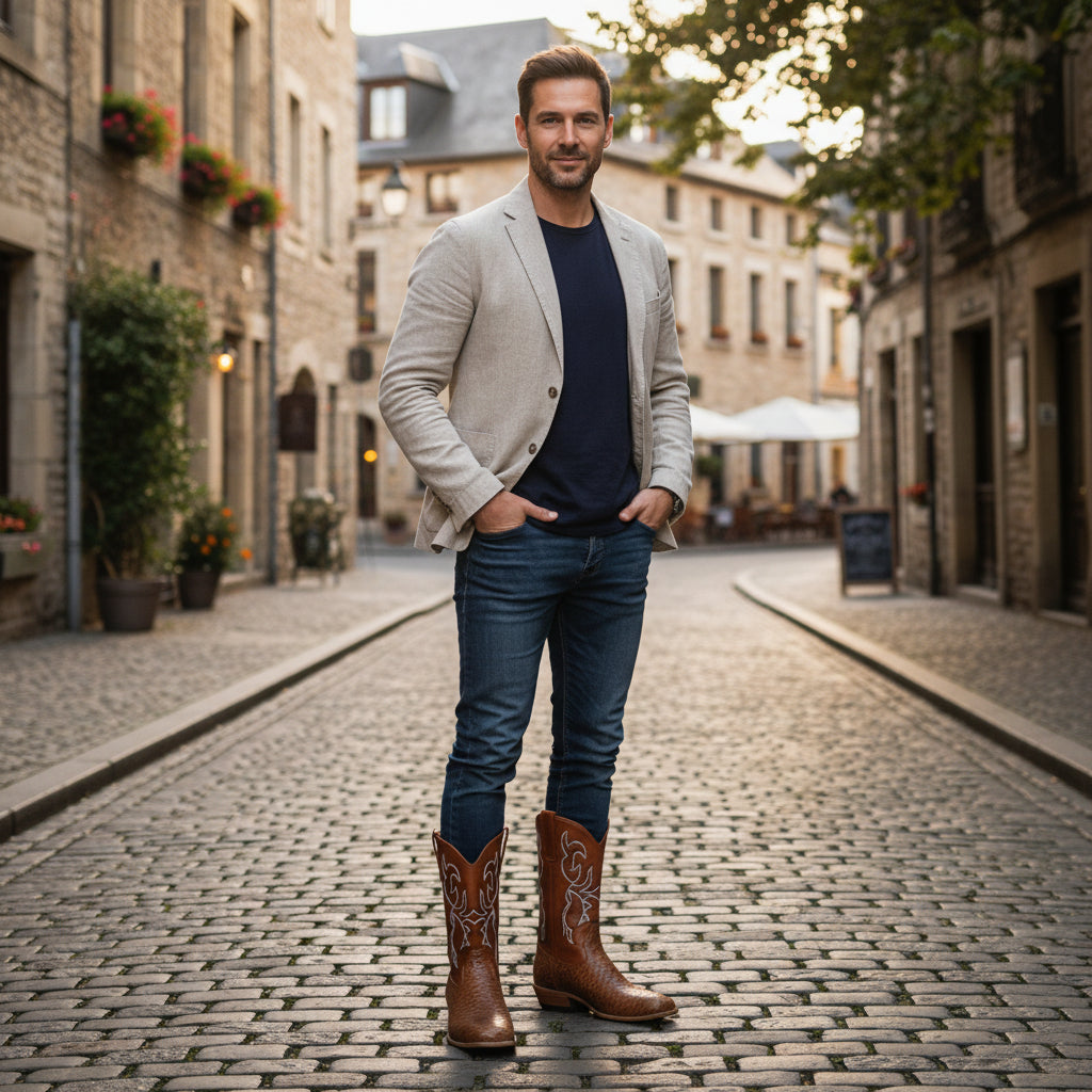 Bottes Homme Exotiques Marron en Cuir