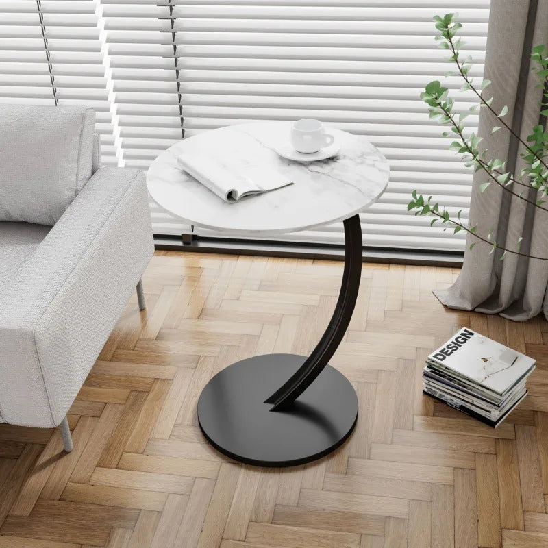 Round Side Table – Wood and Steel, Modern Design for the Living Room or Bedroom