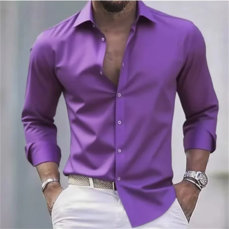 Chemise Homme Slim Fit Manches Longues Boutonnée Casual