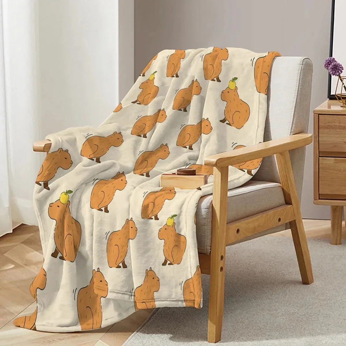 Plaid Polaire Capybara Doux et Chaud - Couverture Canapé et Lit