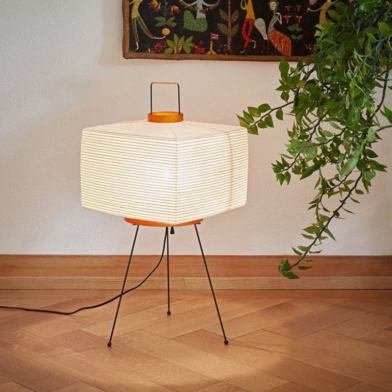 Floor Lamp – White Rice Paper and Metal, Wabi-Sabi Style for the Living Room or Bedroom