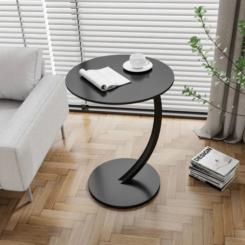 Round Side Table – Wood and Steel, Modern Design for the Living Room or Bedroom
