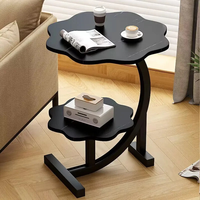 Table d'appoint Mini Déplaçable – Bois et Acier Inoxydable, Design Moderne pour Salon ou Chambre