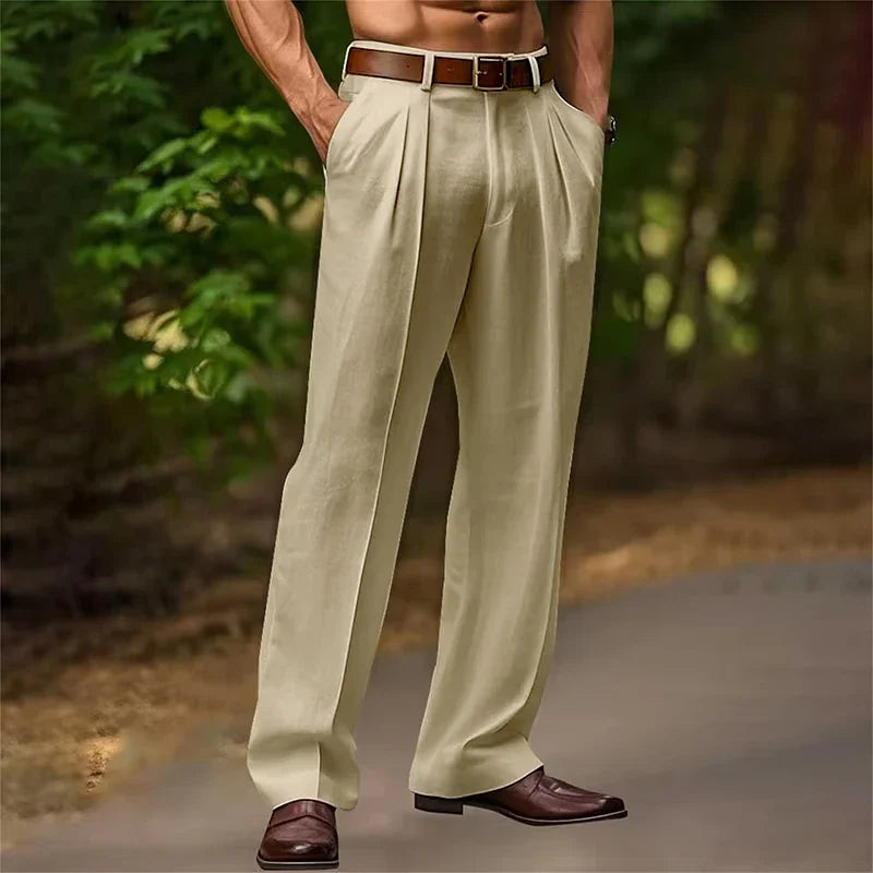 Pantalon Homme Taille Haute à Pinces - Poches Latérales