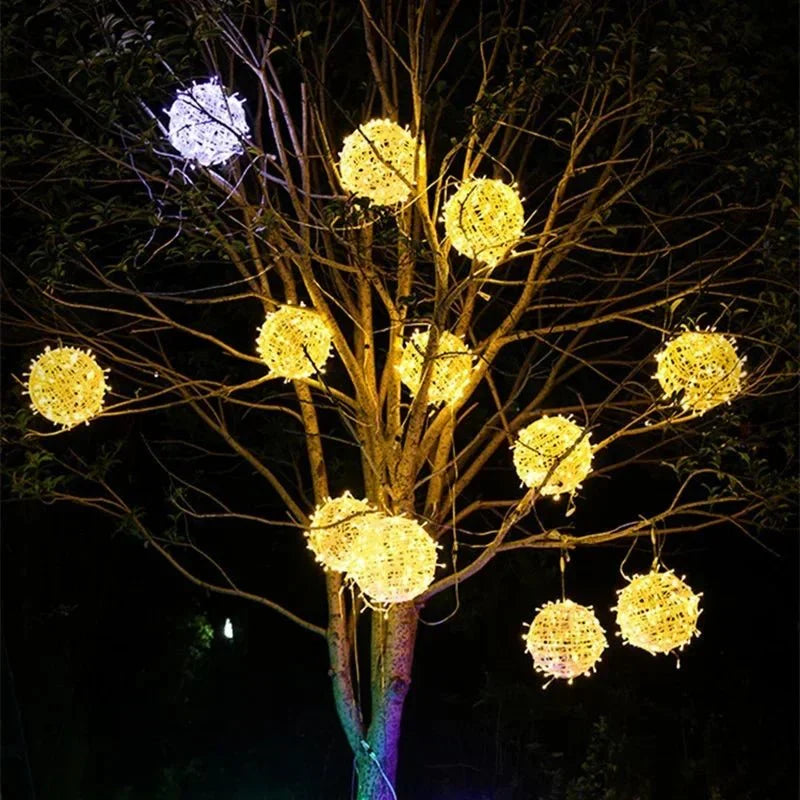 LED Light Balls – Rattan Design, Ambient Lighting for Indoor and Outdoor Use, 20 cm Diameter