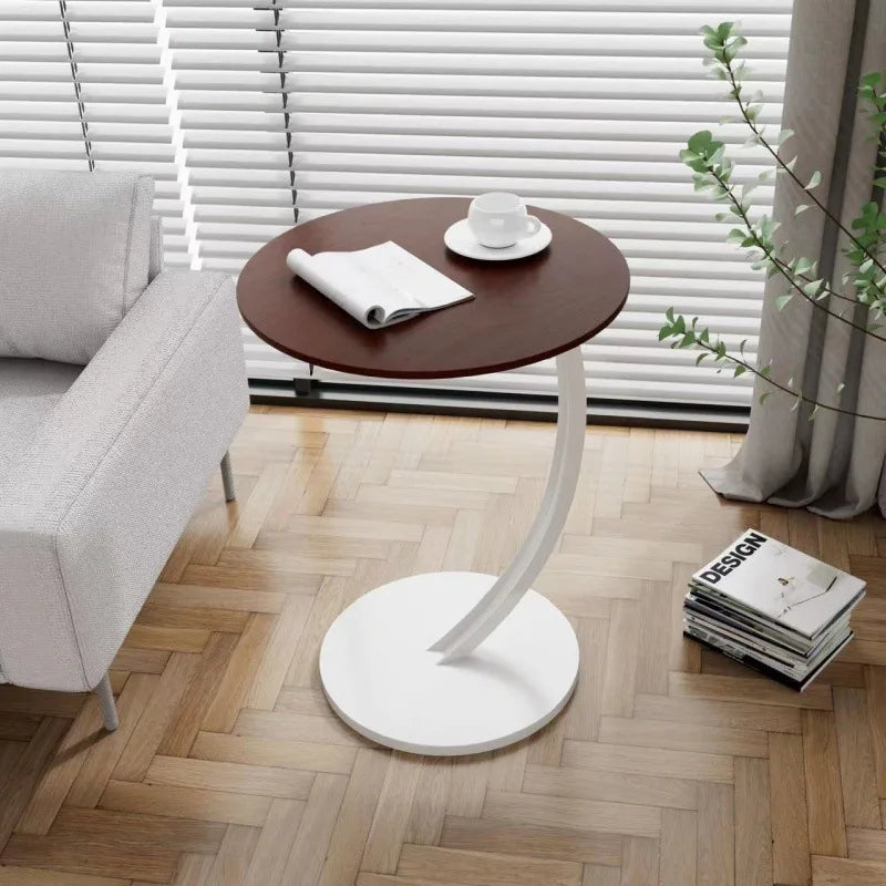 Round Side Table – Wood and Steel, Modern Design for the Living Room or Bedroom