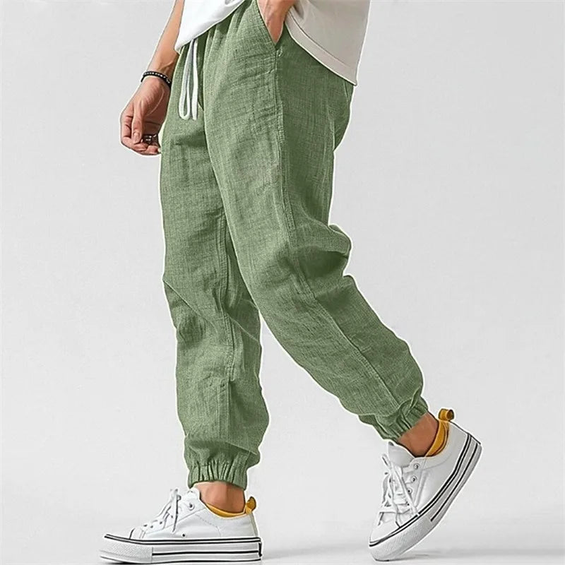 Pantalon Jogger Homme en Mélange de Lin