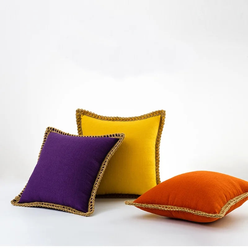 Housse de coussin – Polyester, colorée, style français pour canapé ou lit