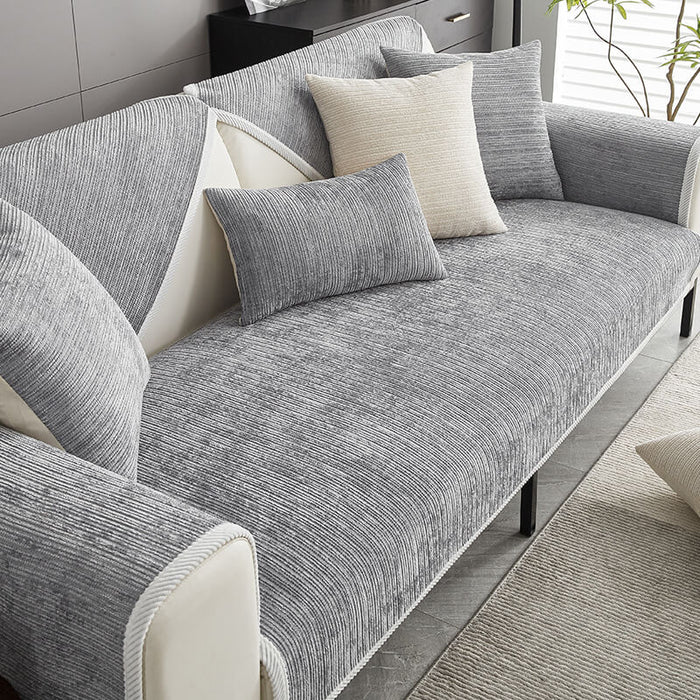 Housse de Canapé en Chenille Extensible et Antidérapante