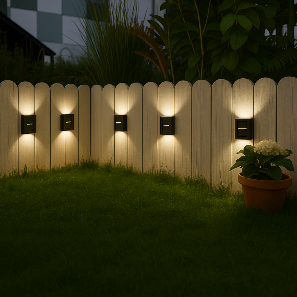 Black Solar Wall Light – Wireless, Modern Design for Garden or Balcony Lighting