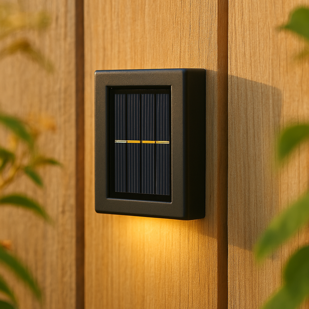 Black Solar Wall Light – Wireless, Modern Design for Garden or Balcony Lighting