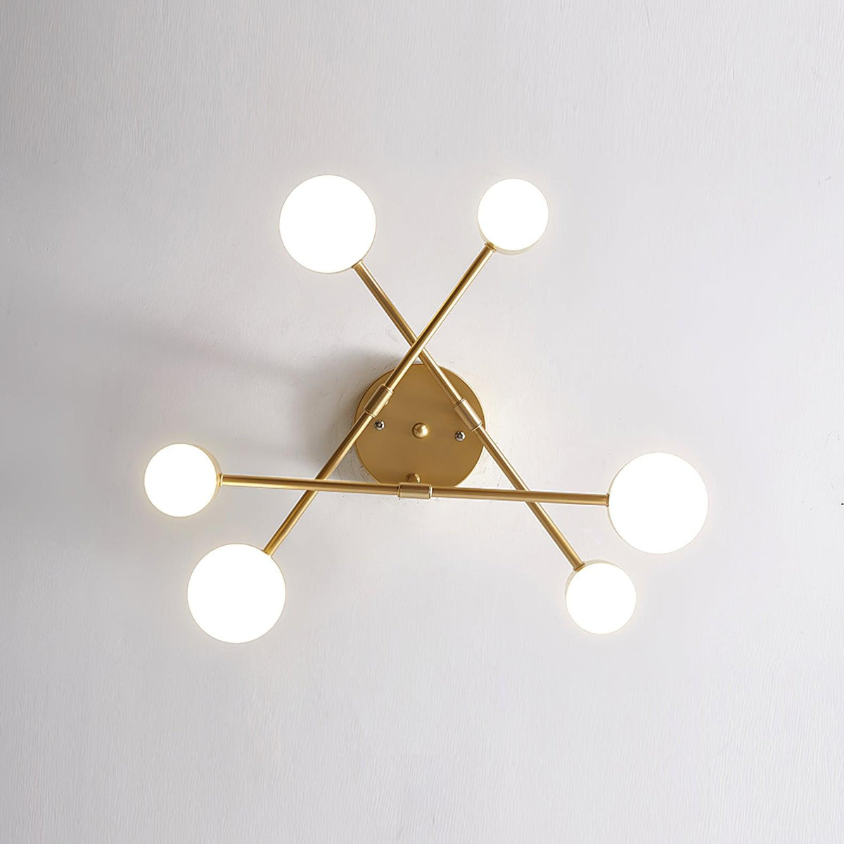 Plafonnier Design Sputnik à Bras Croisés et Têtes Cylindriques