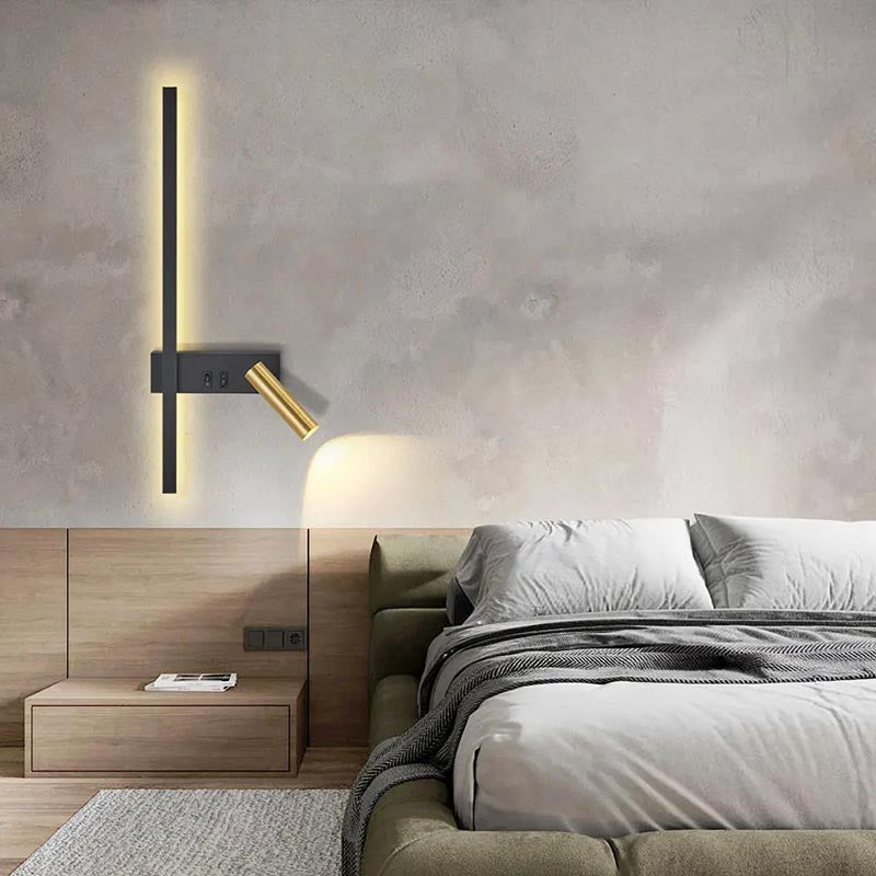Applique Murale LED Barre Verticale et Spot Orientable
