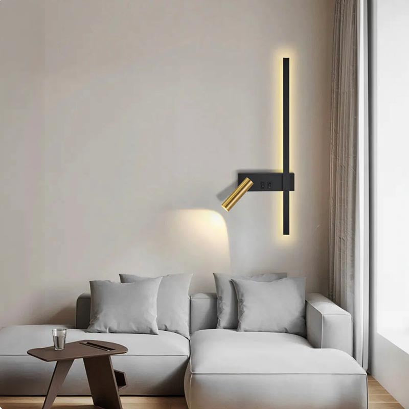 Applique Murale LED Barre Verticale et Spot Orientable