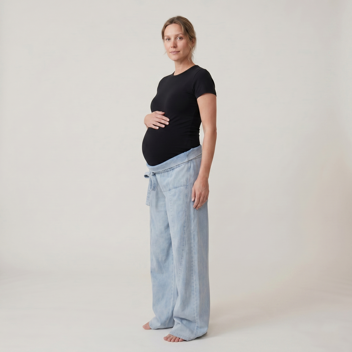 Jean de Grossesse Denim Coupe Large Taille Ajustable