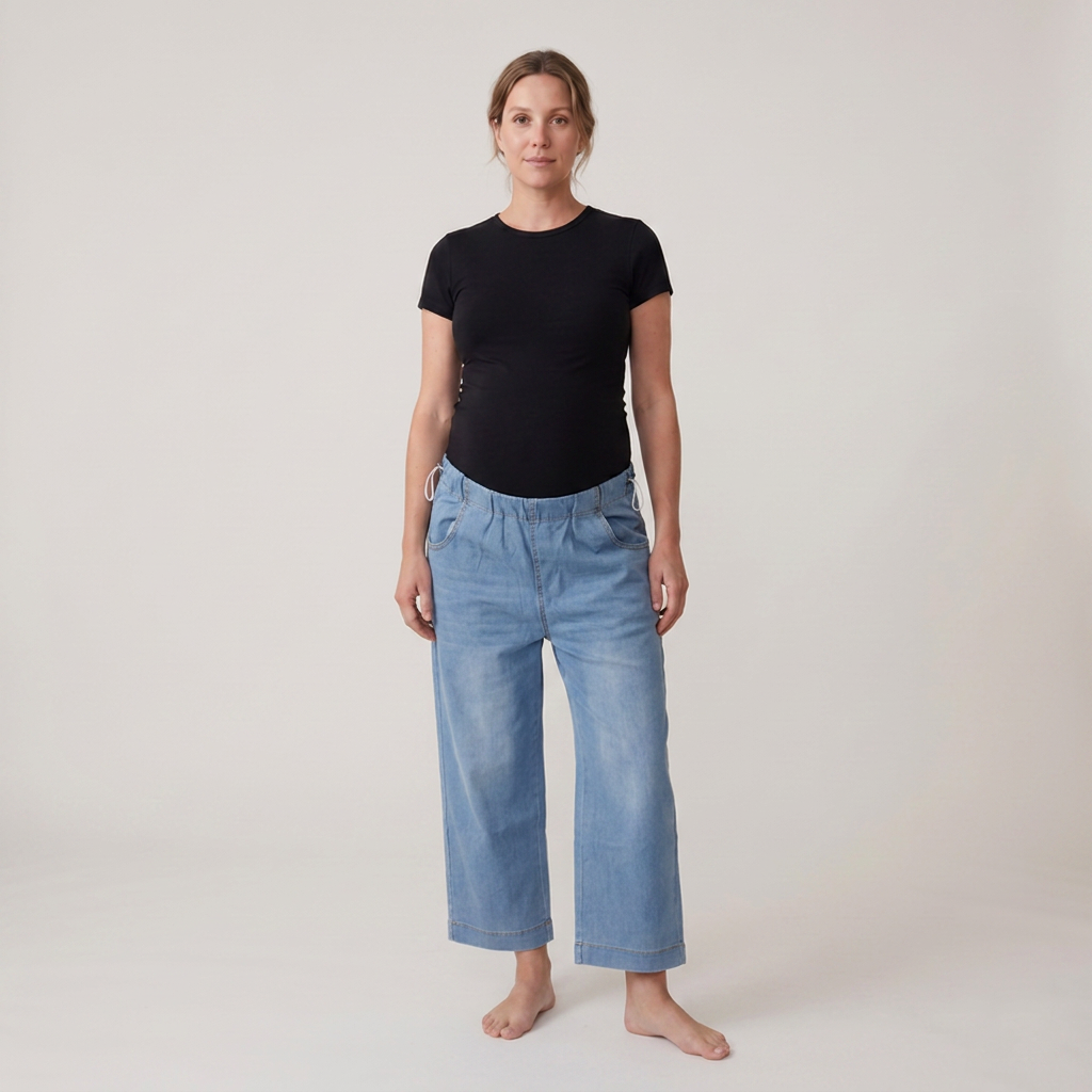 Jean de Grossesse Denim Coupe Large Taille Ajustable