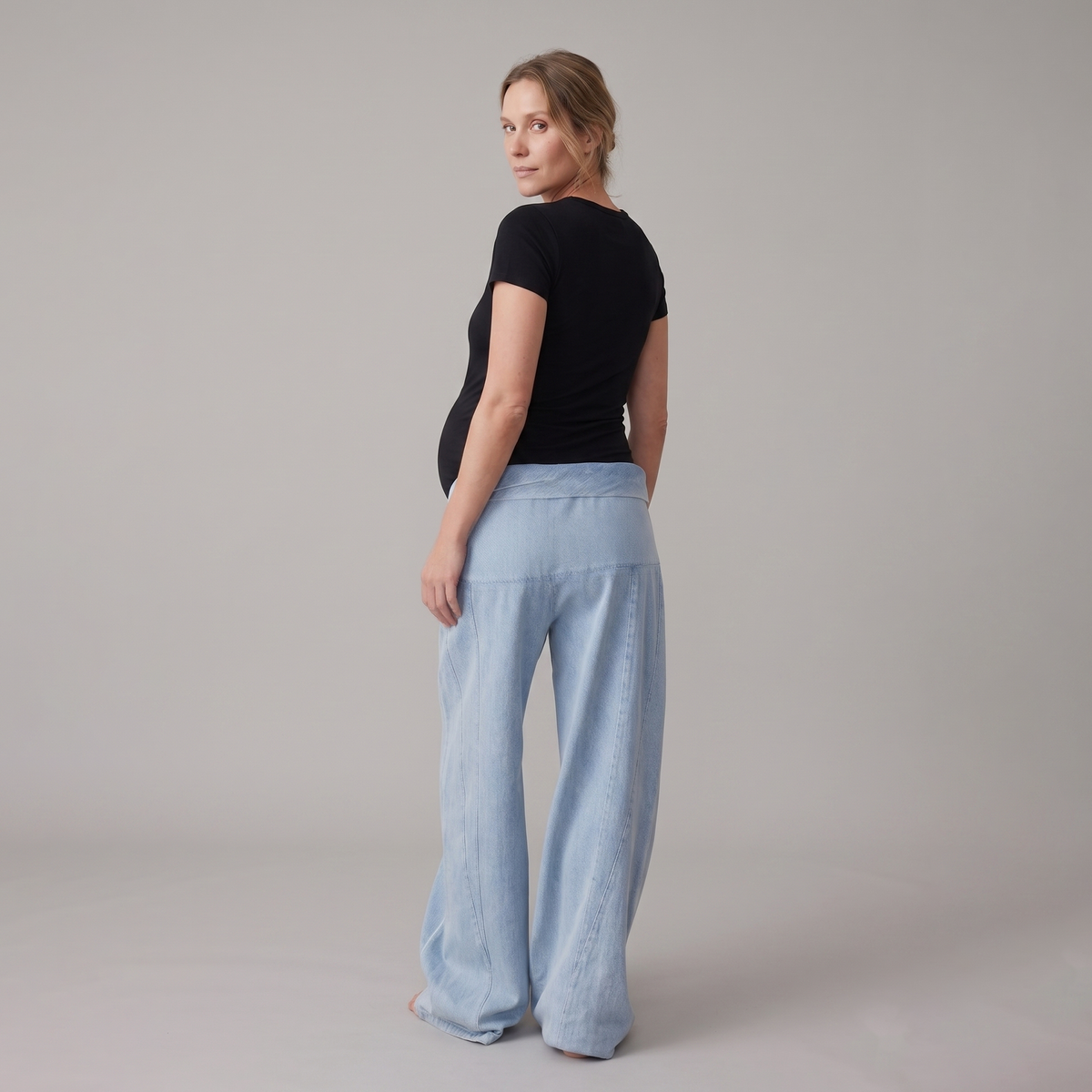 Jean de Grossesse Denim Coupe Large Taille Ajustable
