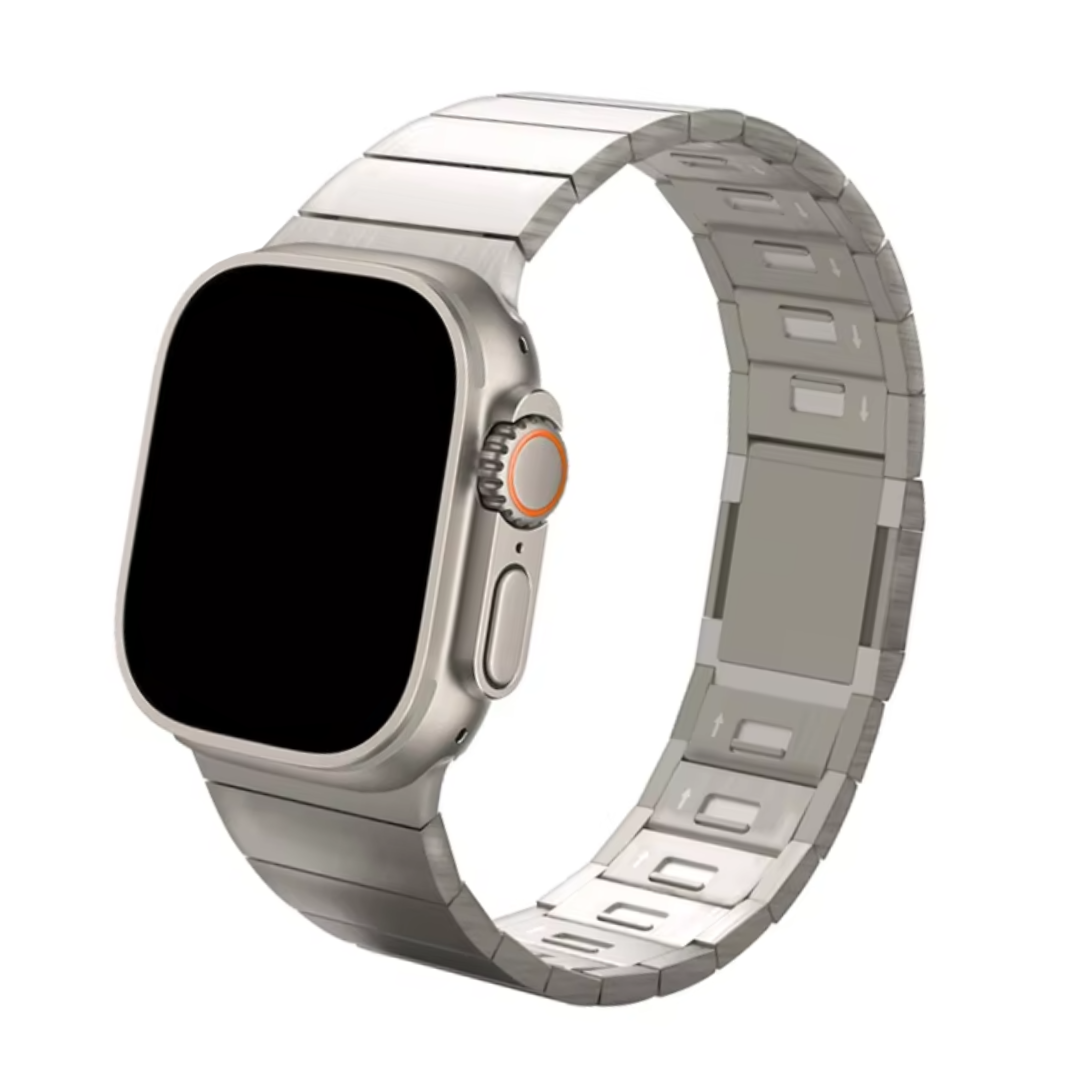 Bracelet Montre Titane à Maillons - Fermoir Magnétique Compatible Apple Watch
