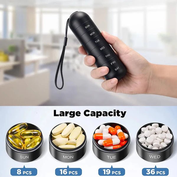 Pillendoos – Portable 7-Day Pill and Supplement Organizer, Perfect for Home and Travel