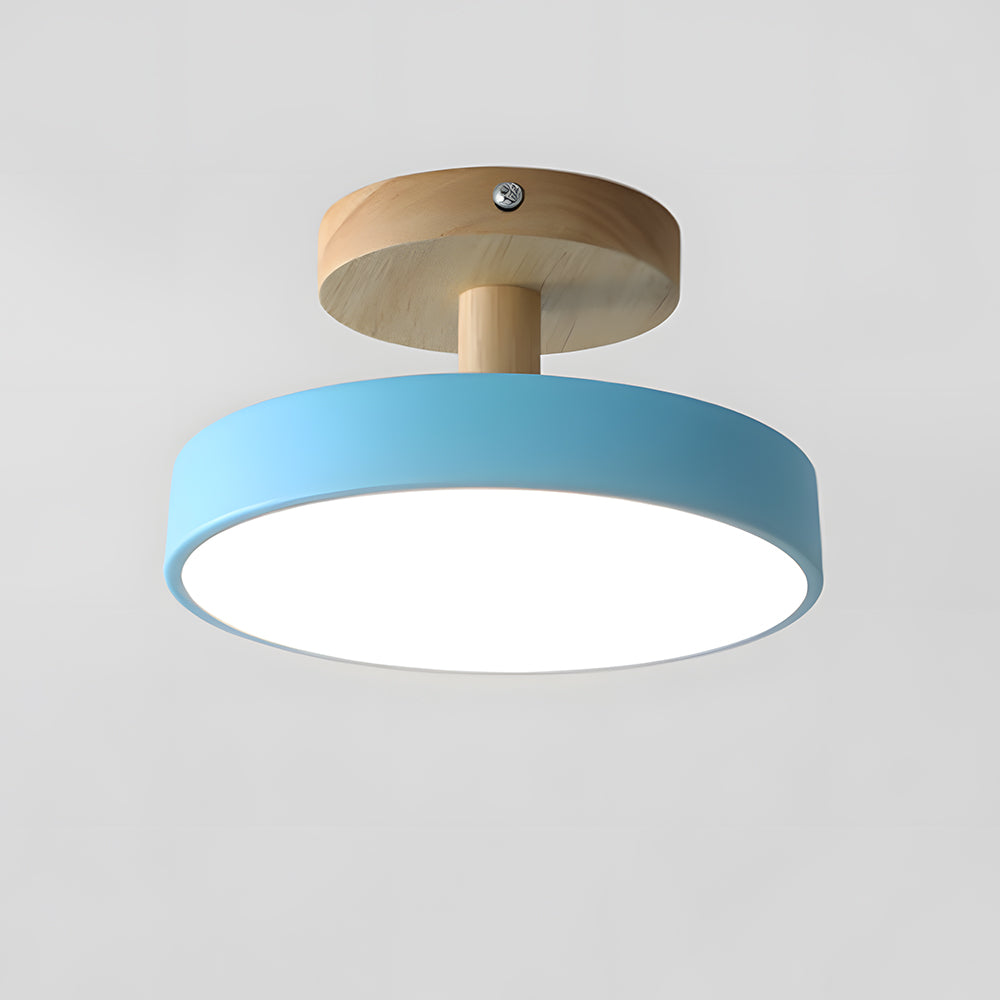Plafonnier Scandinave Base en Bois Design Pastel Doux