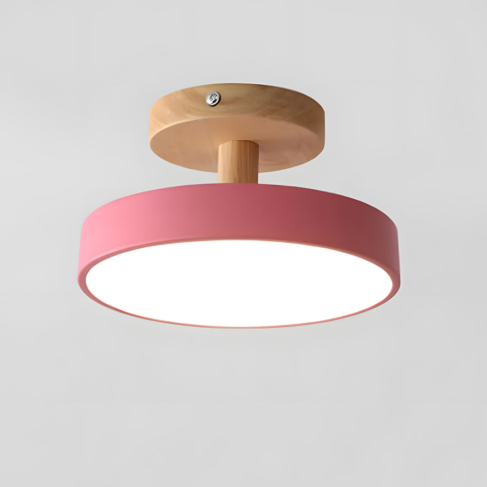 Plafonnier Scandinave Base en Bois Design Pastel Doux