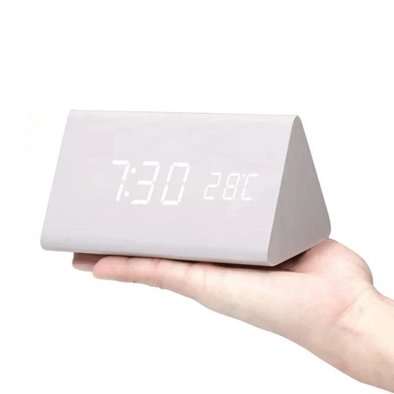 LED Wooden Clock – Natural Wood Finish, Elegant, and Voice-Controlled for the Living Room or Bedroom