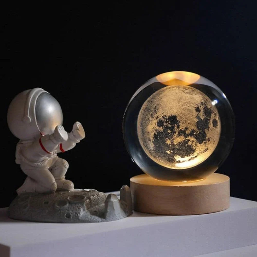 Lampe de Chevet Boule de Cristal Gravée 3D