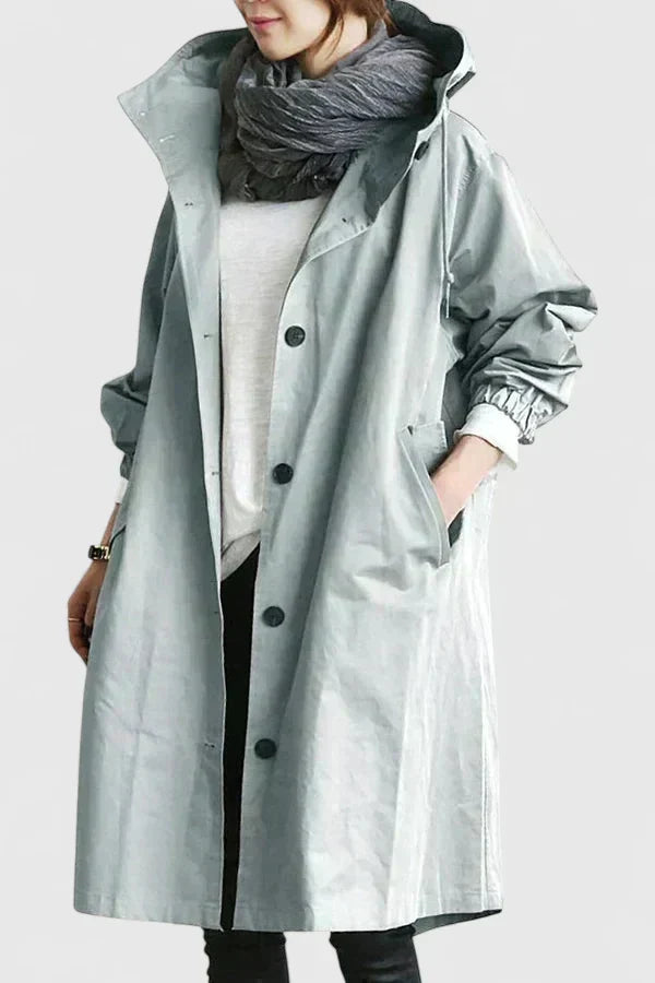 Manteau Femme Oversize à Capuche Réglable et Poignets Élastiqués