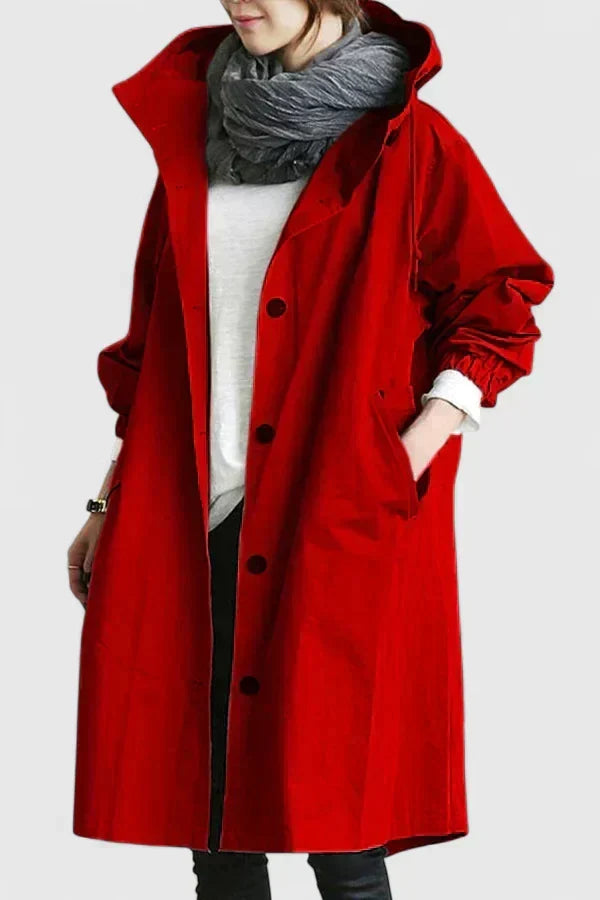 Manteau Femme Oversize à Capuche Réglable et Poignets Élastiqués