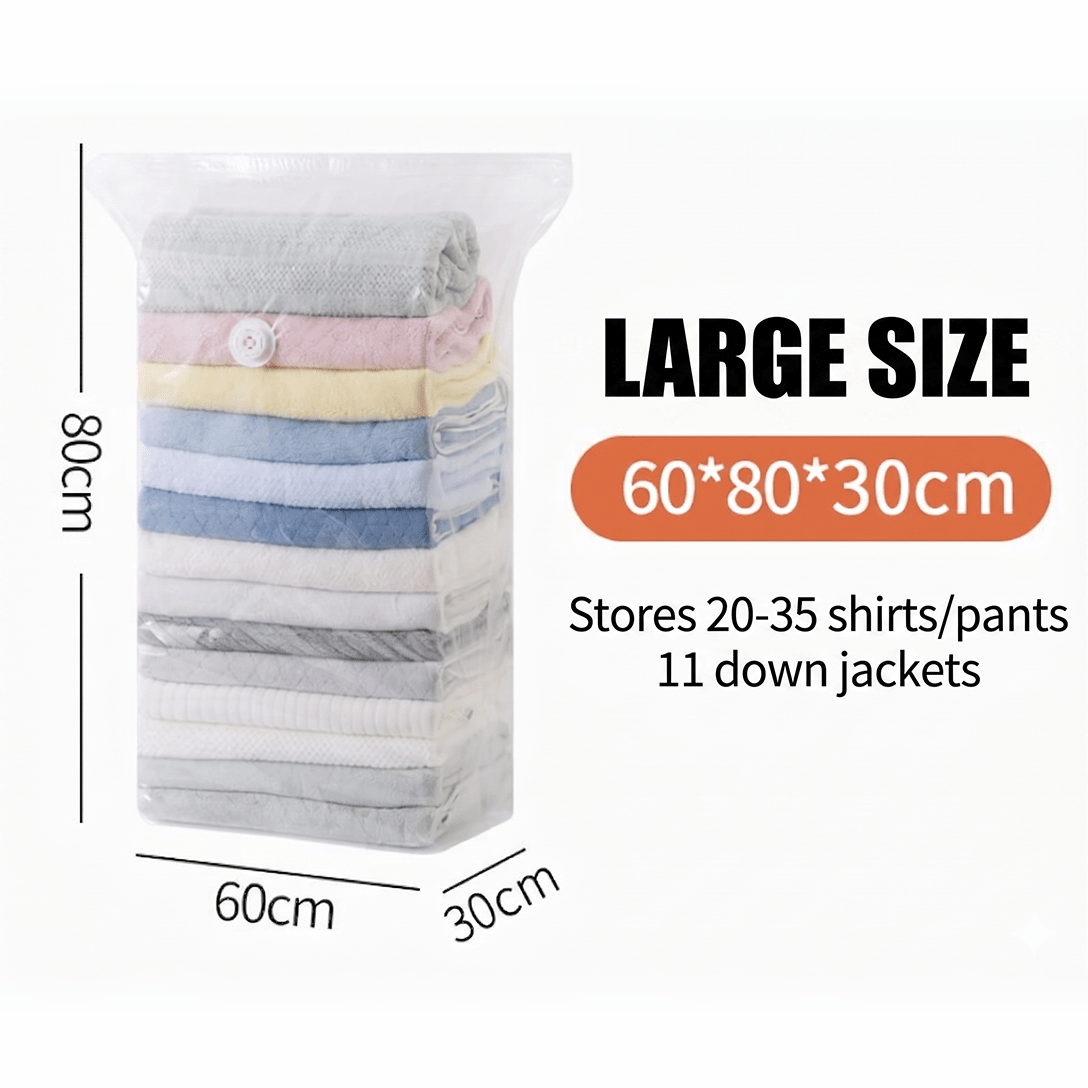 Sacs de Compression sous Vide sans Pompe pour Rangement Gain de Place
