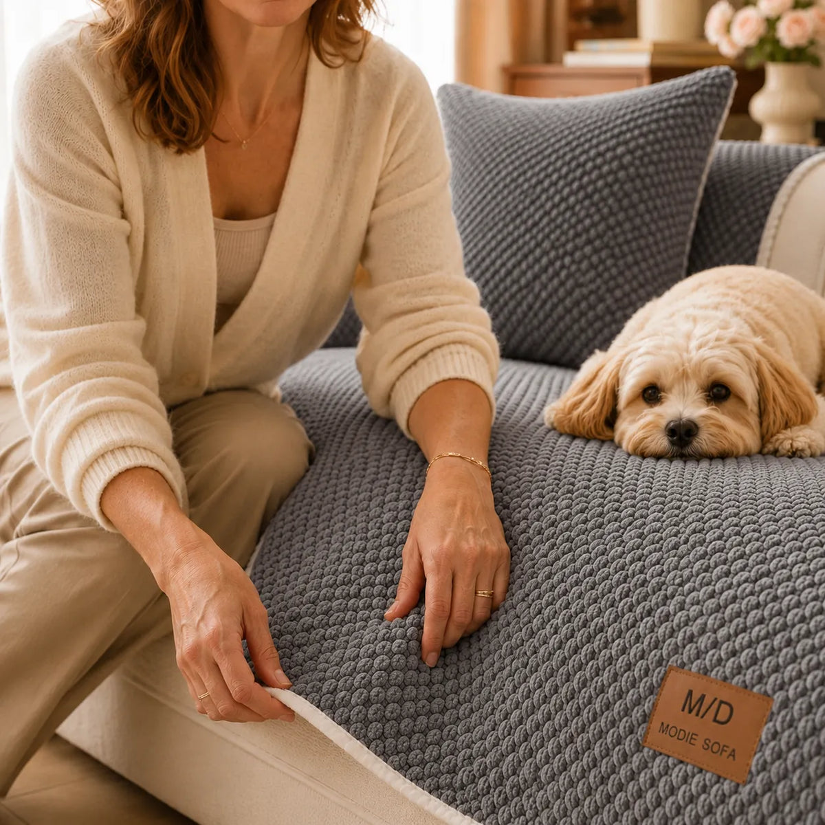 Housse de Canapé Antidérapante pour Animaux - Protection Peluche Douce