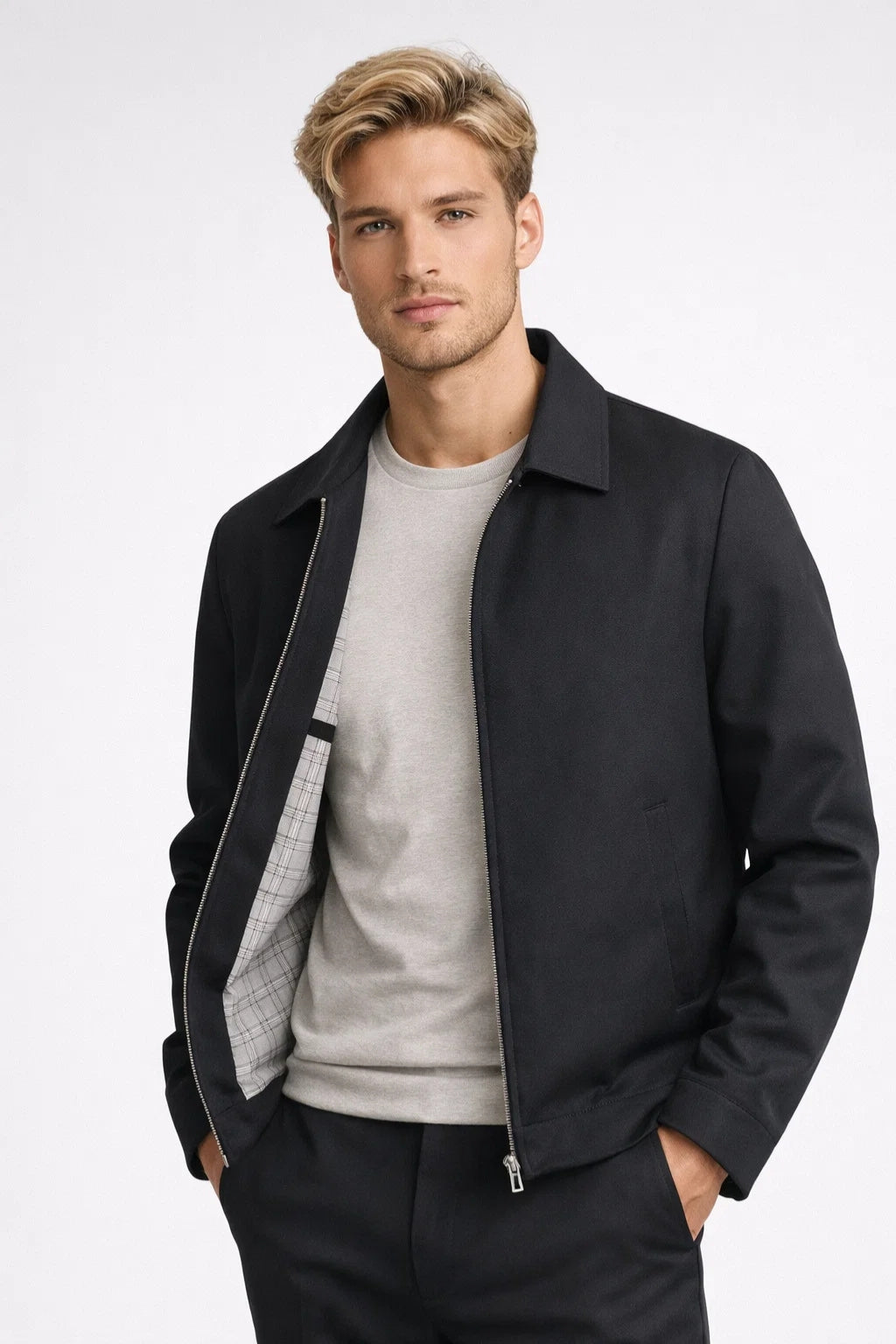 Veste Homme Business Casual Minimaliste Doublure Carreaux
