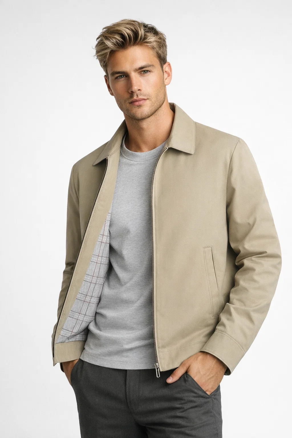 Veste Homme Business Casual Minimaliste Doublure Carreaux