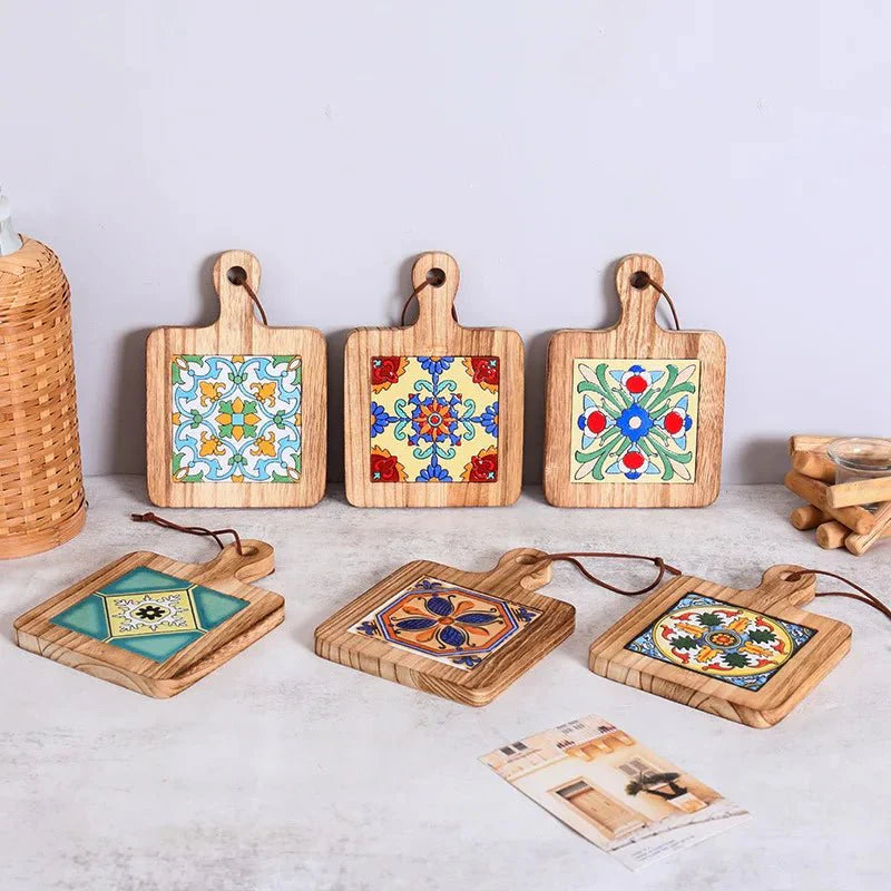 Houten onderzetter – Vintage-stijl voor pannen en koekenpannen in de keuken of eetkamer