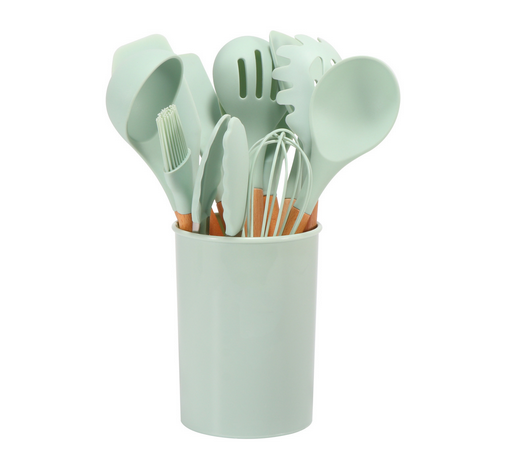 Silicone Kitchen Utensil Set – BPA-free, heat-resistant with wooden handles for cooking and baking