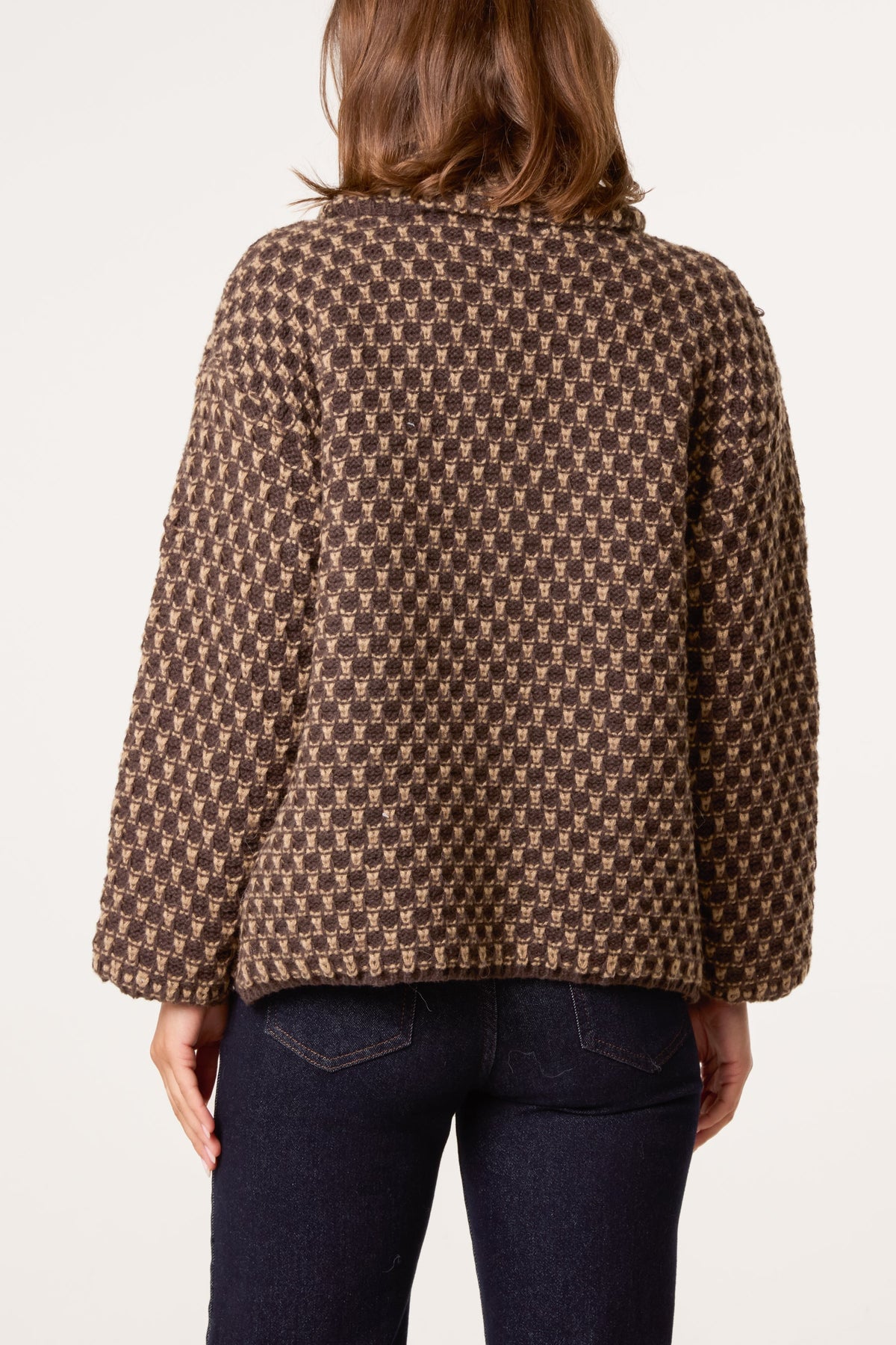 Manteau Femme en Maille Structurée Chocolat