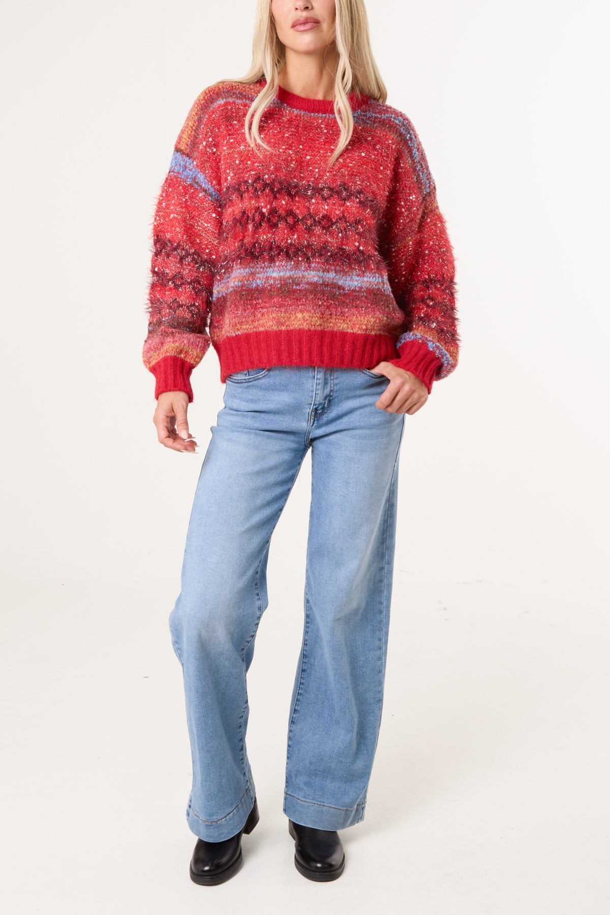 Pull Femme Rayé en Maille Chinée