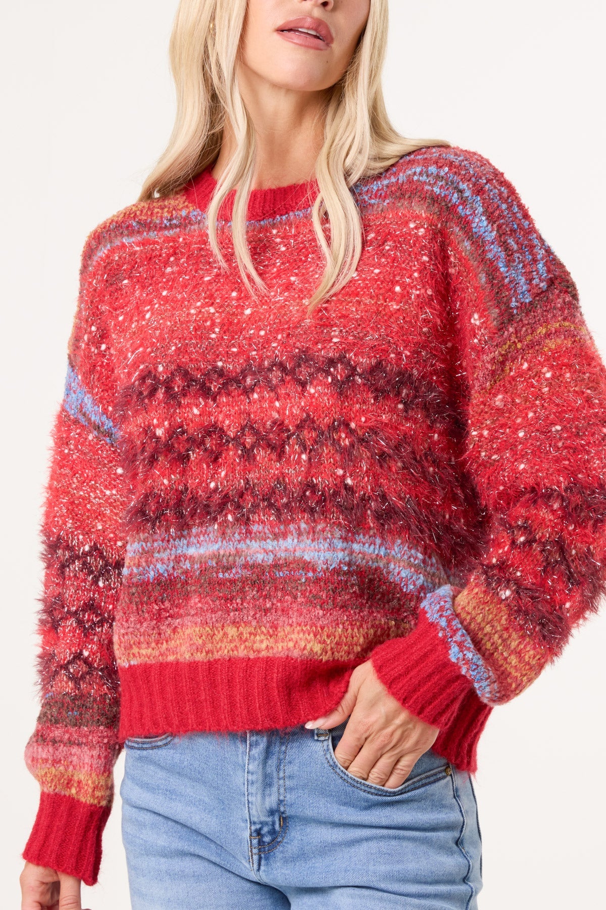 Pull Femme Rayé en Maille Chinée