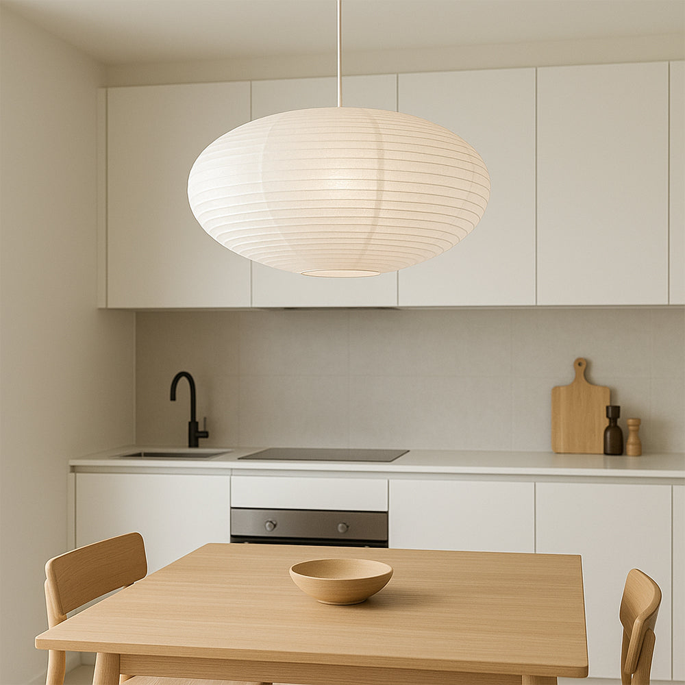 Suspension Papier Wabi-Sabi en Coton, Abat-jour Artisanal
