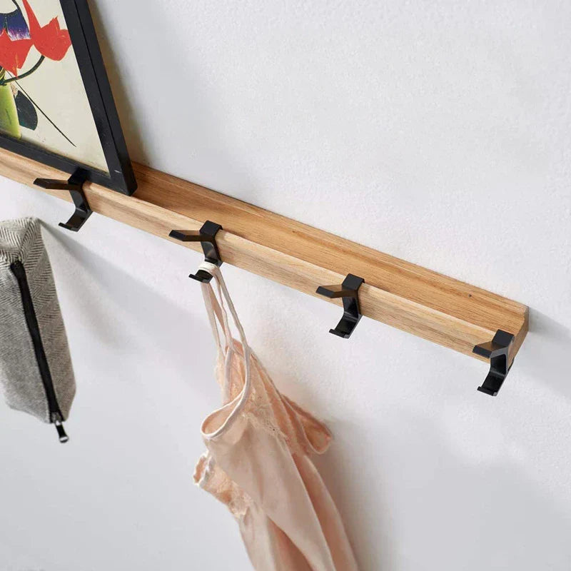 Wall-mounted coat rack – Black, Scandinavian design with adjustable double hooks for the entryway or bedroom