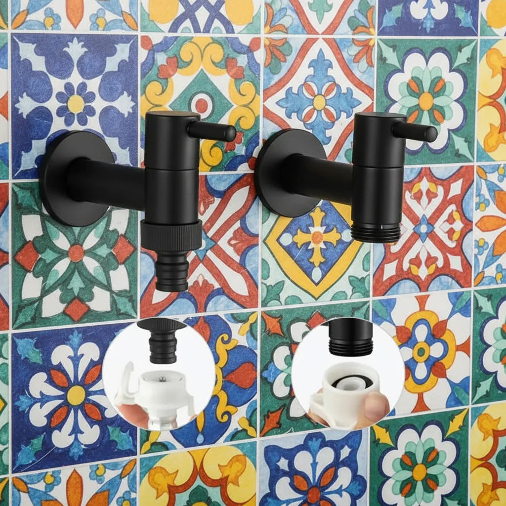 Wall-mounted faucet – Matte black brass for the kitchen, bathroom, or garden