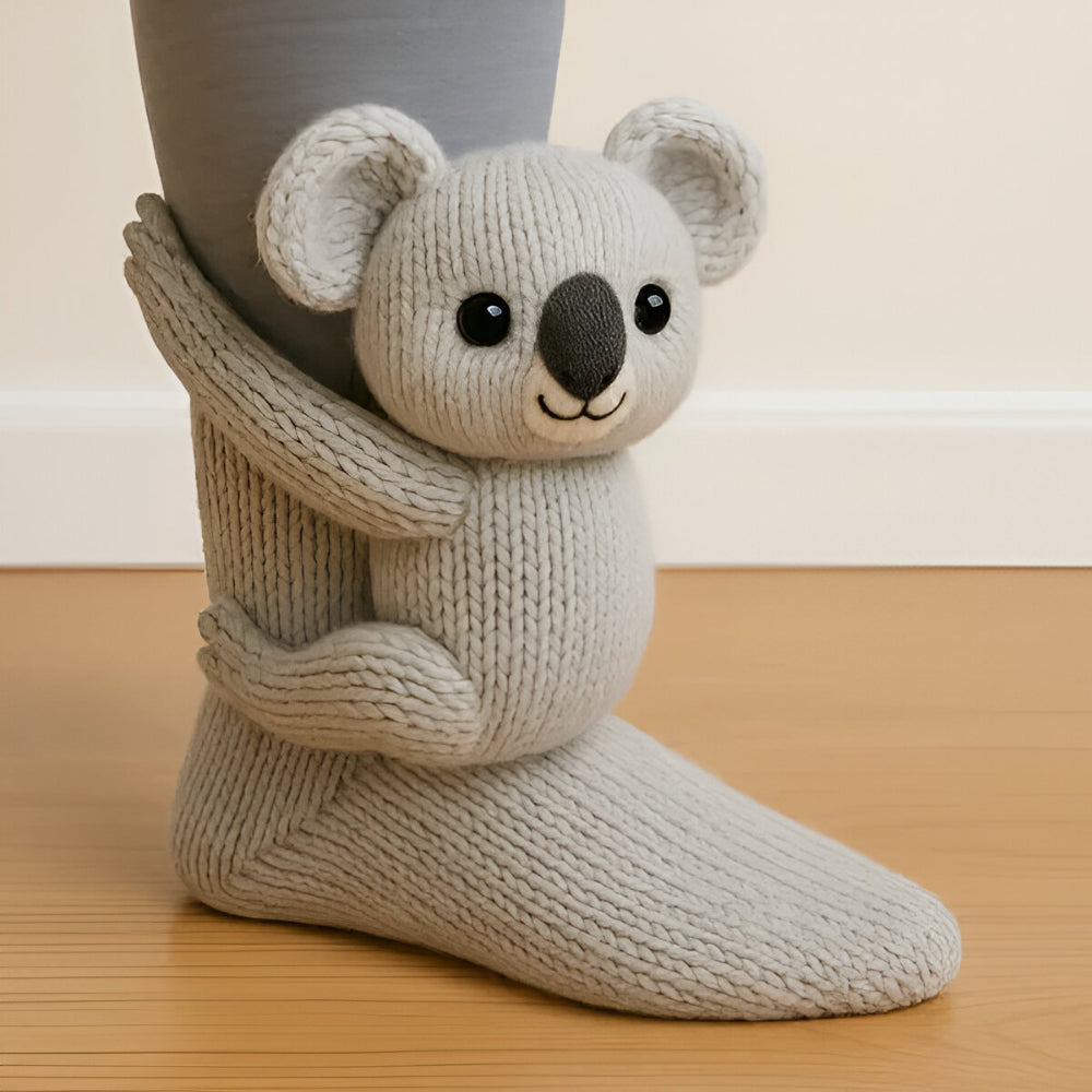 Animal Socks – Plush, 3D Design with Non-Slip Soles for Winter Use at Home