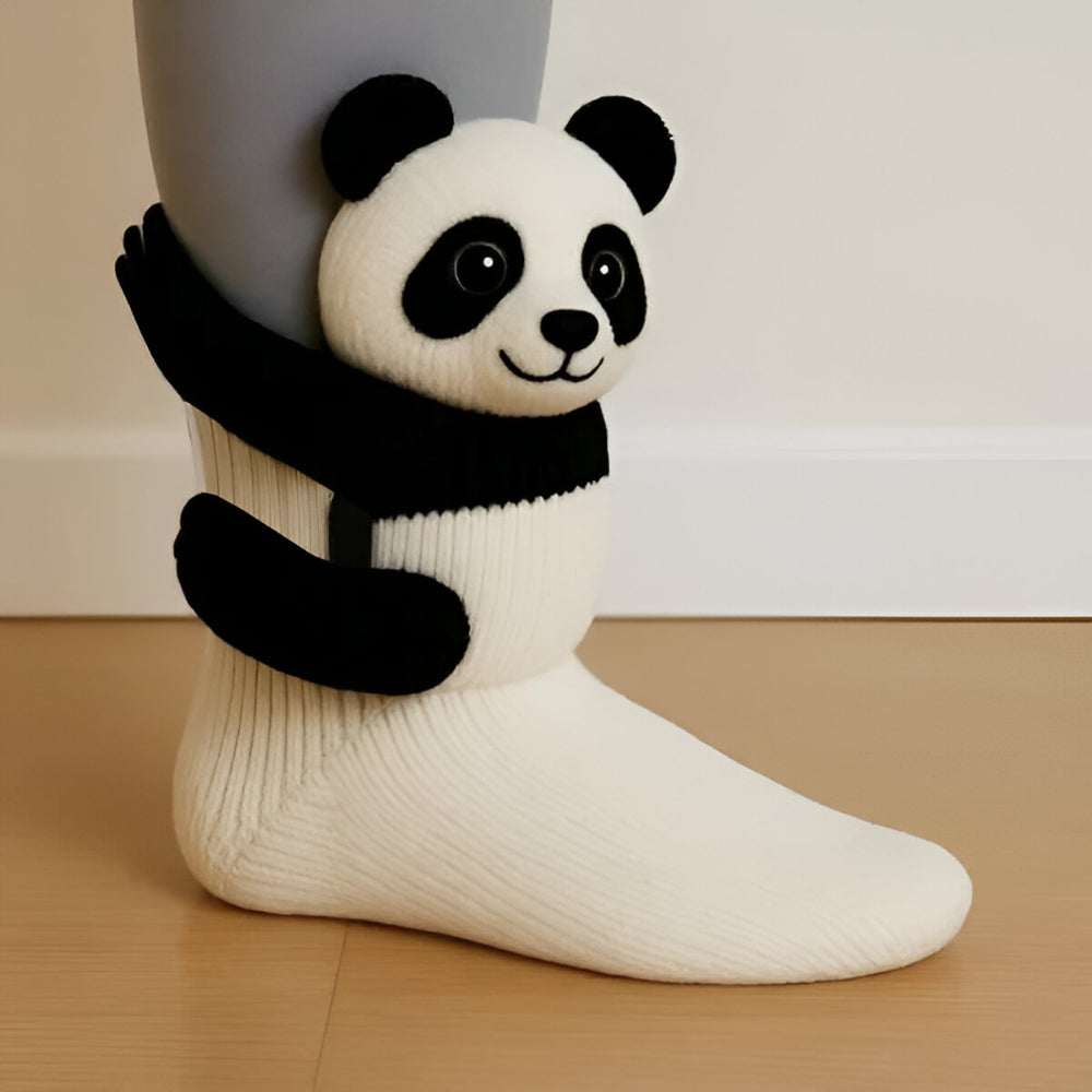 Animal Socks – Plush, 3D Design with Non-Slip Soles for Winter Use at Home