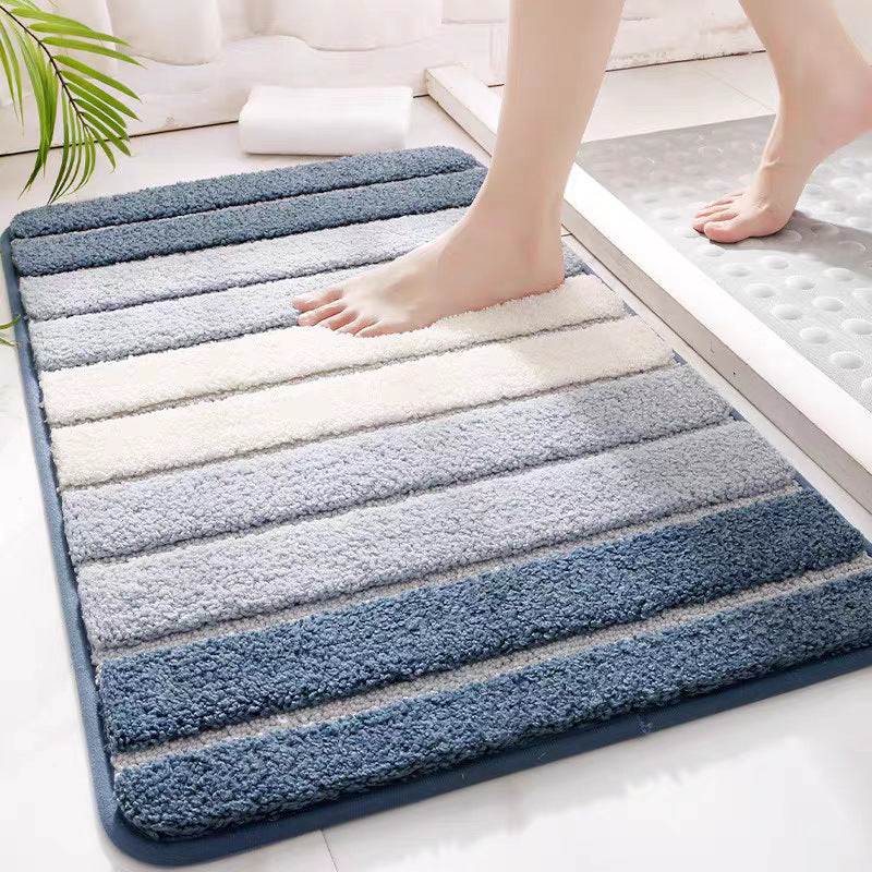 Tapis de Bain Antidérapant Rayé - Doux et Absorbant