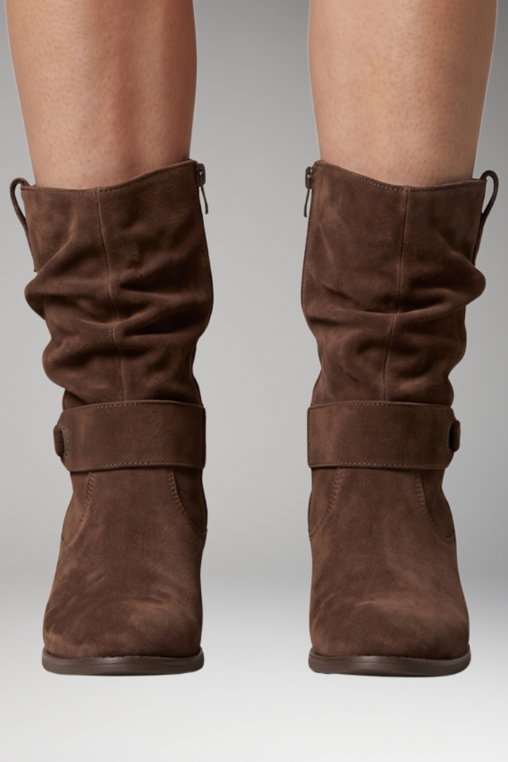 Bottines Femme Effet Slouchy en Daim, Zip Latéral et Semelle Orthopédique