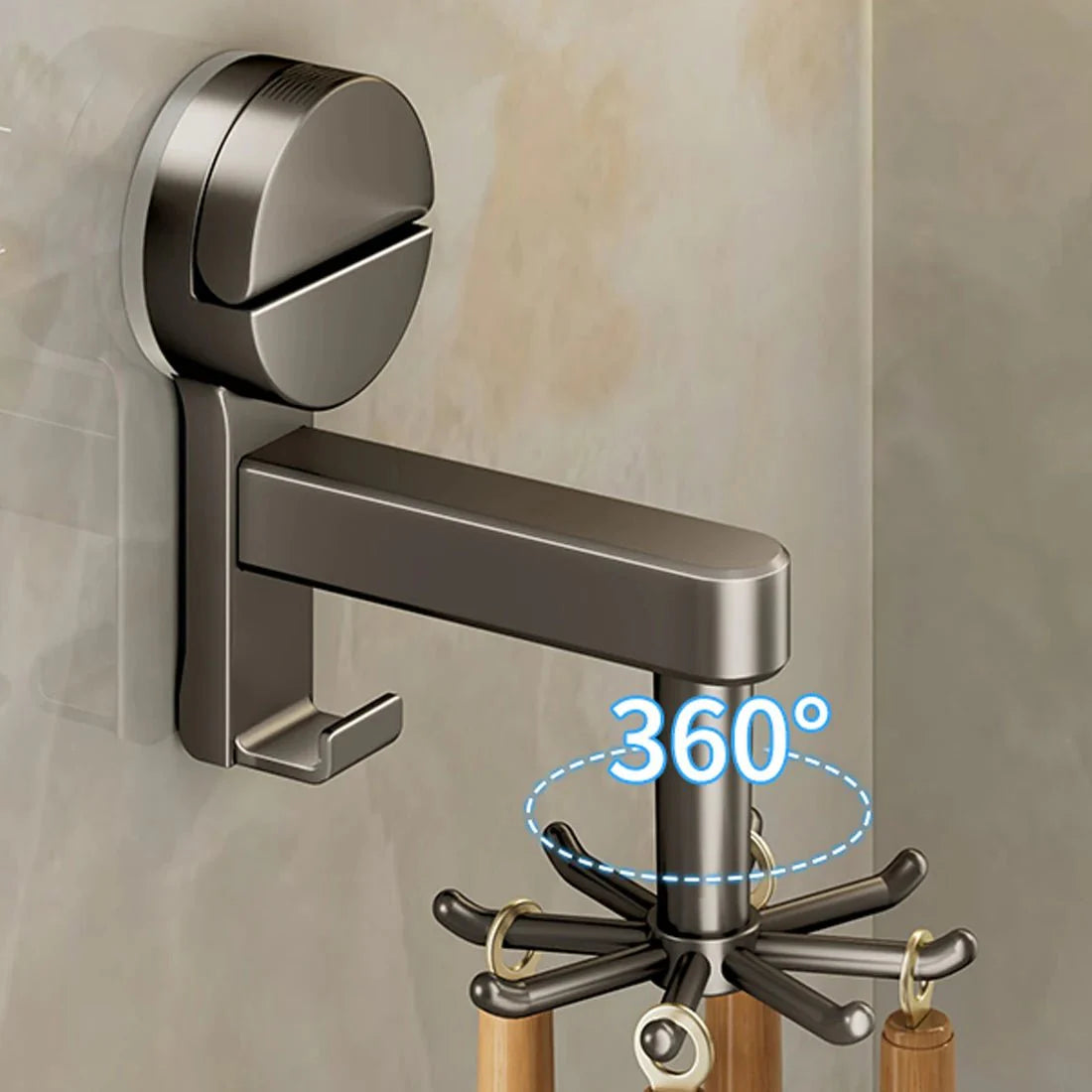 Suction Cup Hooks – 360° Rotating, Durable Plastic for Kitchen Accessories and Organization